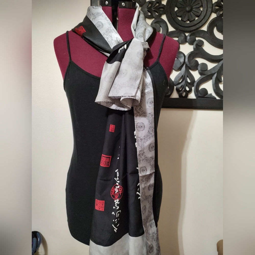 Silk Scarf Oriental Print
